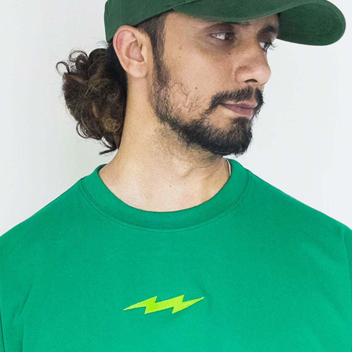 shop oversize green French terry Thunder organic T-Shirt Tee online India #color_green