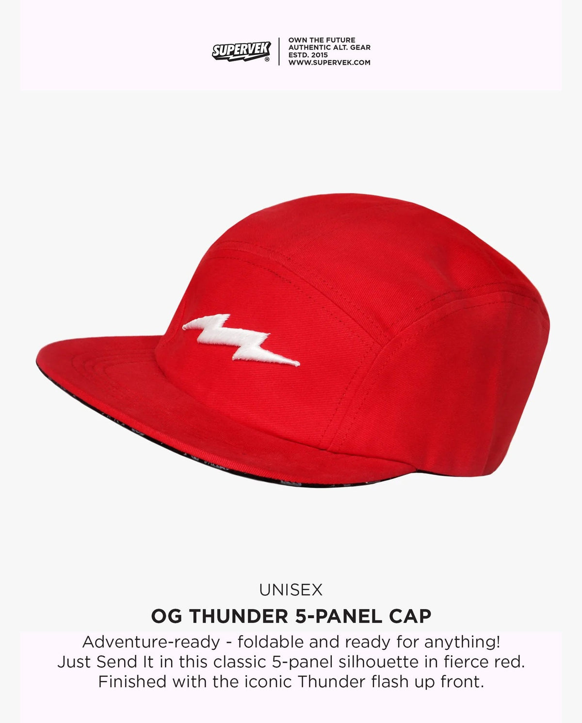 OG Thunder 5-Panel Red – Supervek 5-panel cap, view 3