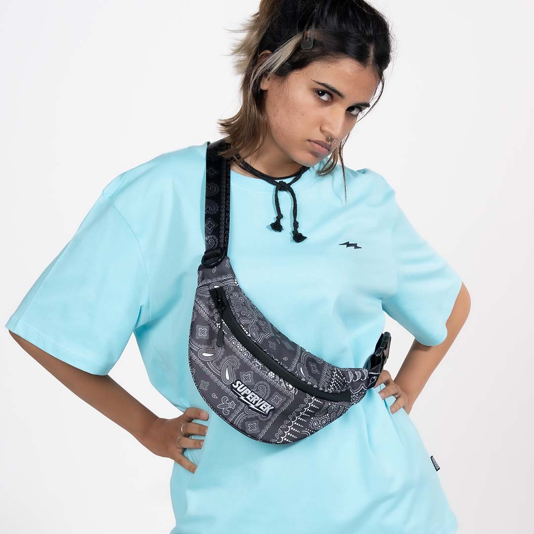 Supervek Crossbody Slinger - Bandana - Urban Functional Fanny Hip Bag for Everyday Essentials - Lifestyle Shot