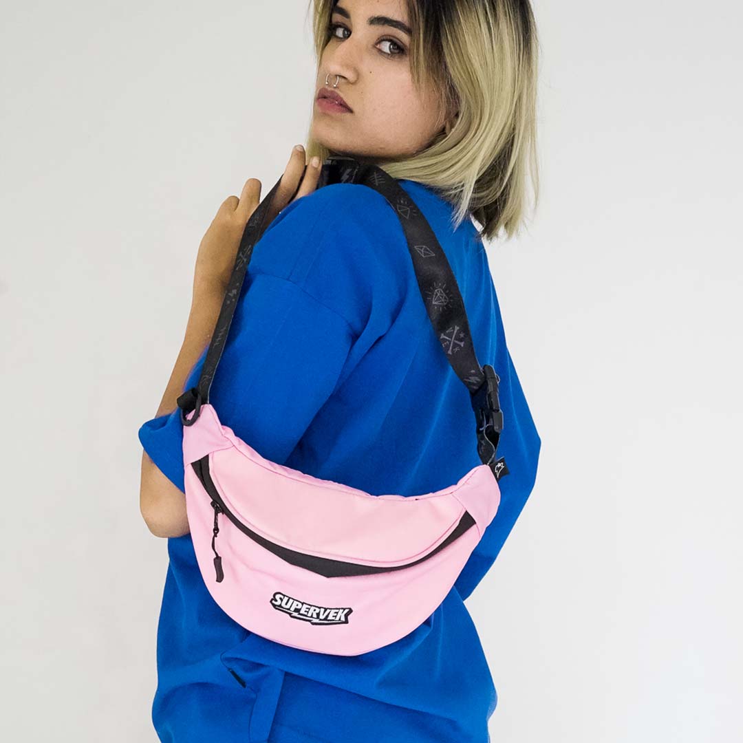 Supervek Crossbody Slinger - Candycrush Pink - Urban Functional Fanny Hip Bag for Everyday Essentials - Lifestyle