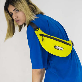 Supervek Crossbody Slinger - Canary Yellow - Urban Functional Fanny Hip Bag for Everyday Essentials - Lifestyle Shots