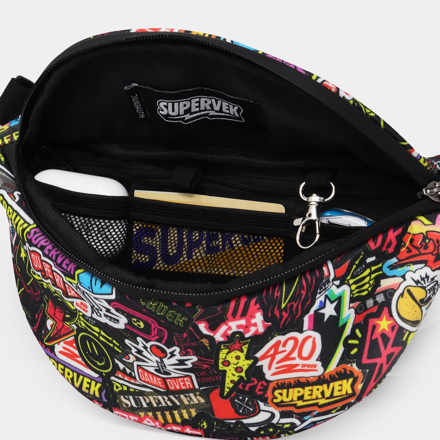 Supervek Crossbody Slinger - Stickulture - Urban Functional Fanny Hip Bag for Everyday Essentials - Inside
