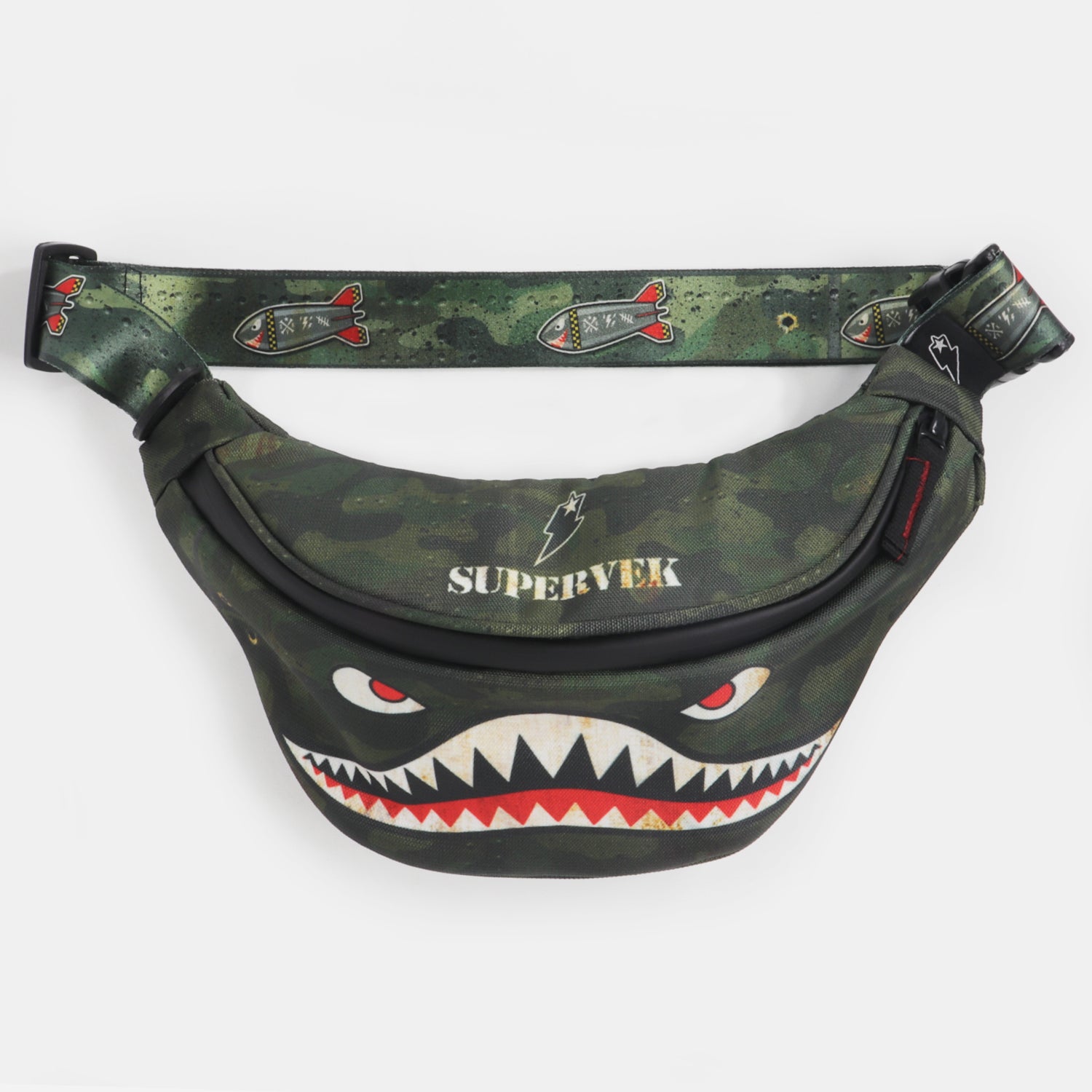 Shark Mouth Fanny Pack, Army Green Camo Shark Fanny Pack,  Crossbody Fanny Pack, Premium Nylon, Over Shoulder Fanny Pack, Fanny Pack  Shoulder Bag, Shark Fanny Pack, Small Sling/ Chest Bag