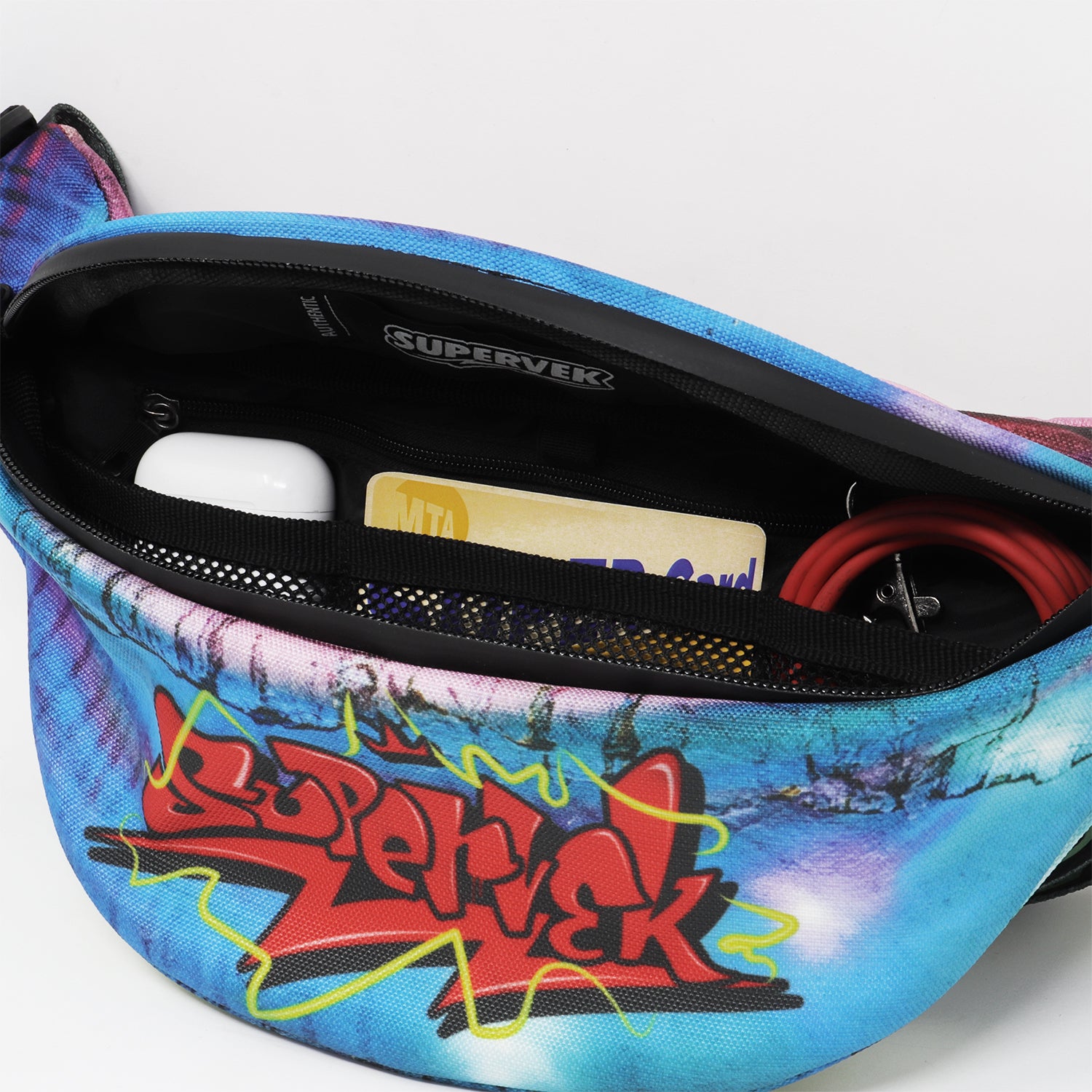 Supervek Crossbody Slinger - Graffiti - Urban Functional Fanny Hip Bag for Everyday Essentials - Inside