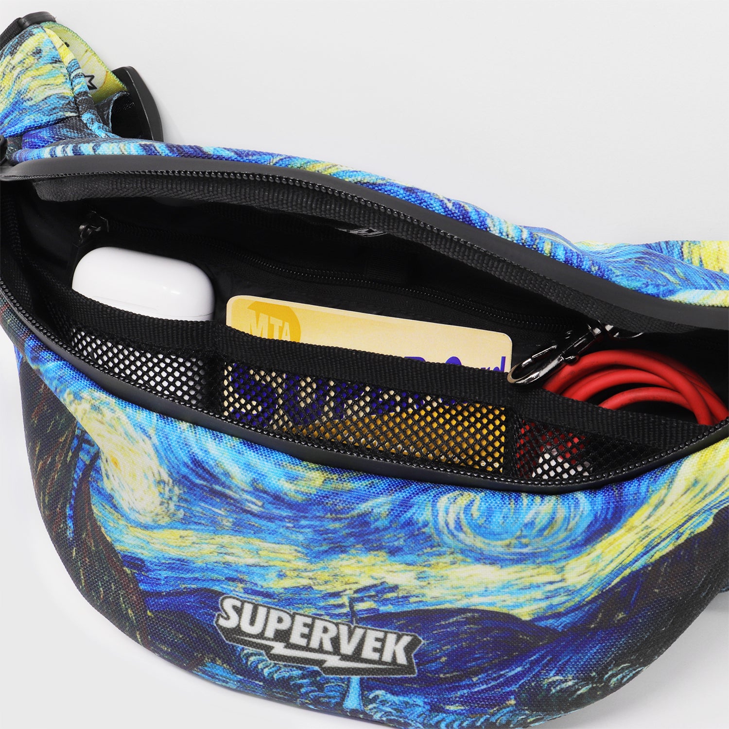 Supervek Crossbody Slinger - Starry Night - Urban Functional Fanny Hip Bag for Everyday Essentials - Inside