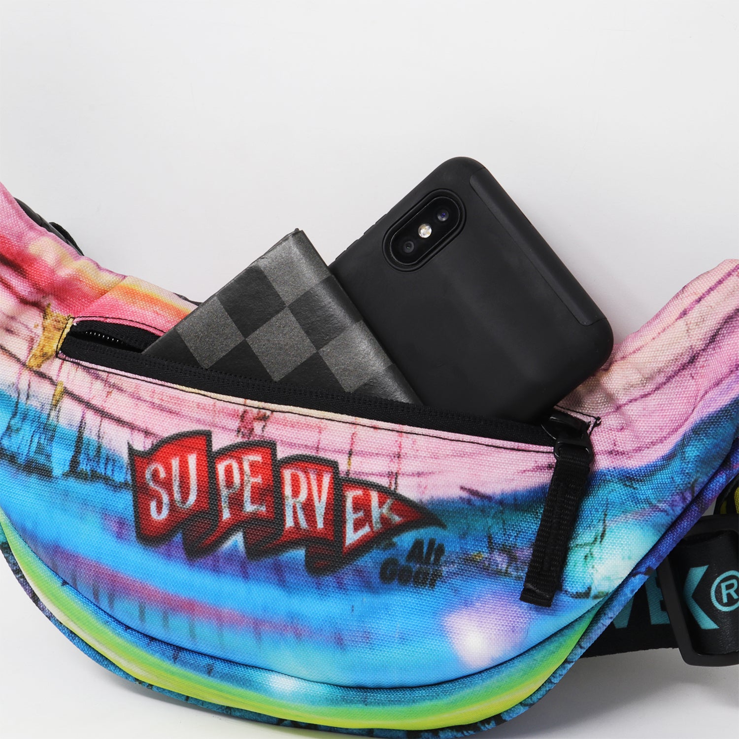 Supervek Crossbody Slinger - Graffiti - Urban Functional Fanny Hip Bag for Everyday Essentials - Back Compartment