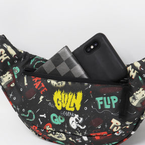 Supervek Crossbody Slinger - Skatelife - Urban Functional Fanny Hip Bag for Everyday Essentials - Back Compartment