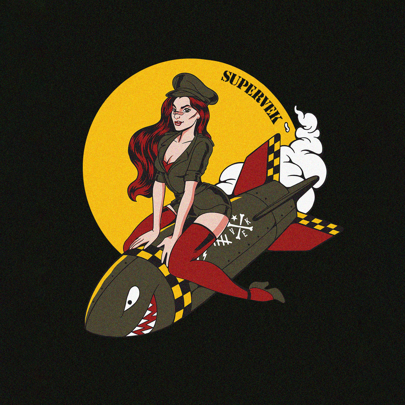 Pin-up Bomb Pullover Hoodie - Supervek India, cl-hs-piup-s, cl-hs-piup-m, cl-hs-piup-l, cl-hs-piup-xl, cl-hs-piup-xxl