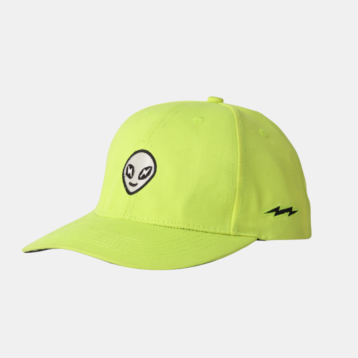 VekAlien Baseball Cap Neon Green Supervek Comfortable Cotton High Crown Flat Bill Made in India