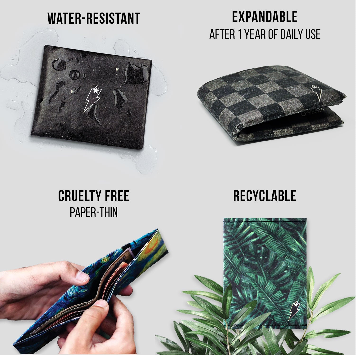 Supervek Tyvek Wallet - Van Gogh Starry Night - Minimalist Card Holder for Men Women - Vegan Recyclable - Features