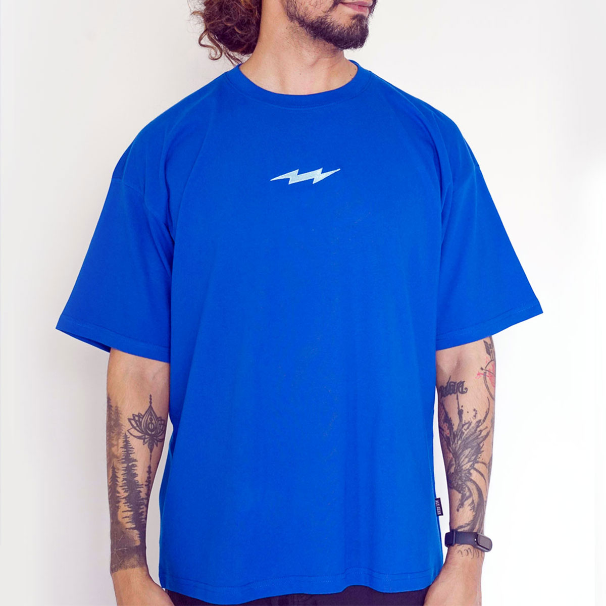 shop oversize French terry Thunder organic T-Shirt Tee online India #color_Blue