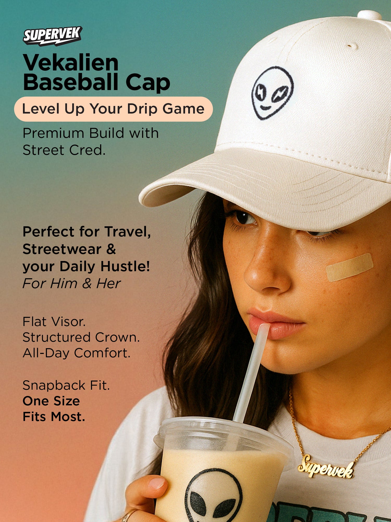 Vekalien Baseball Cap White