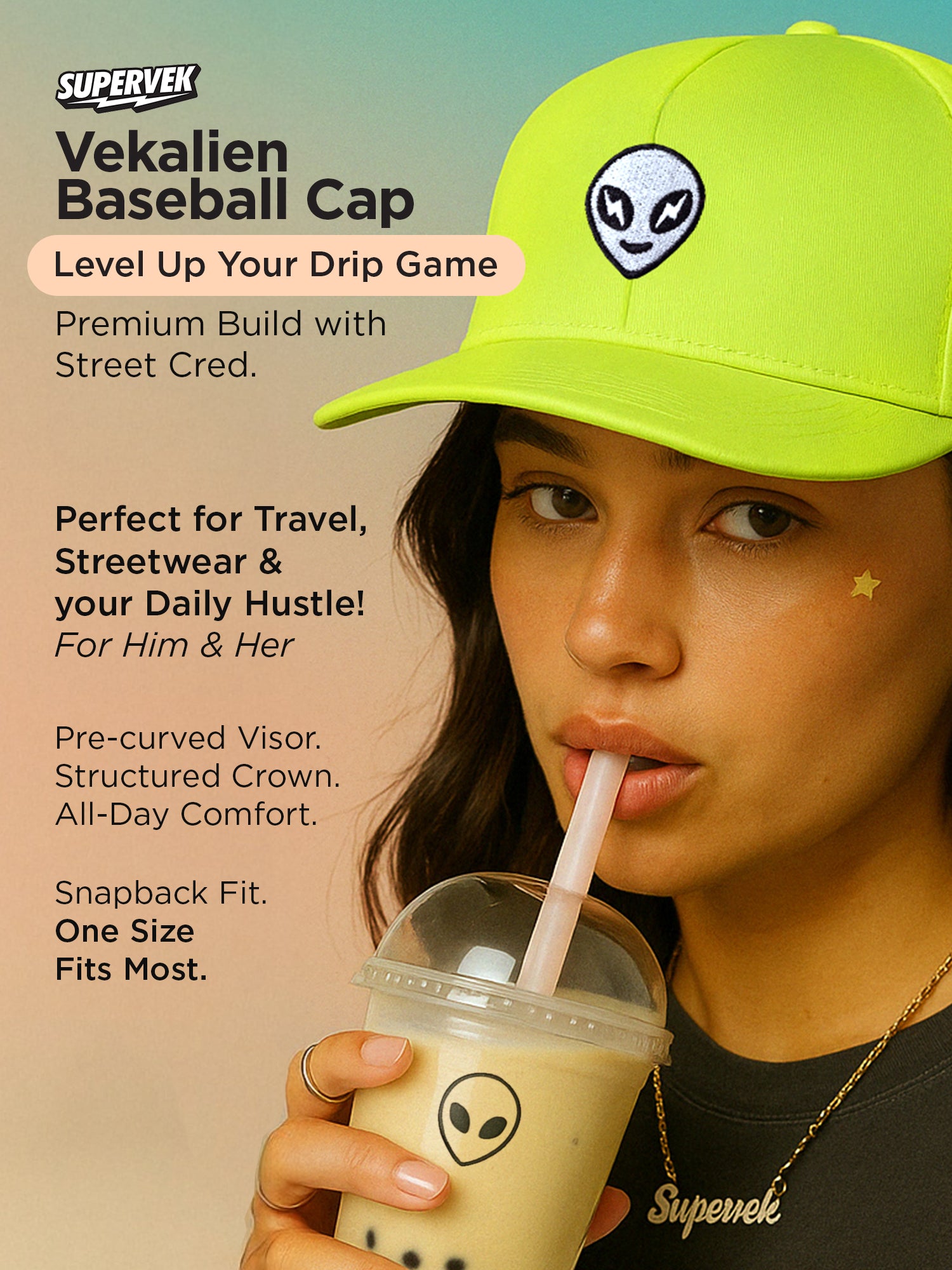 Vekalien Baseball Cap Neon Green