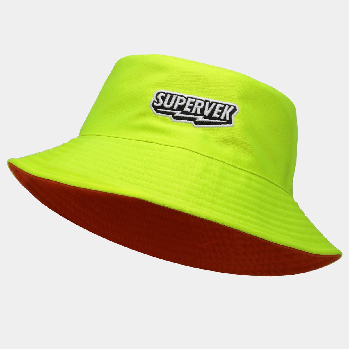 Classic Unisex Bucket Hat Neon Green - Orange by Supervek | Reversible 2 side | Streetwear