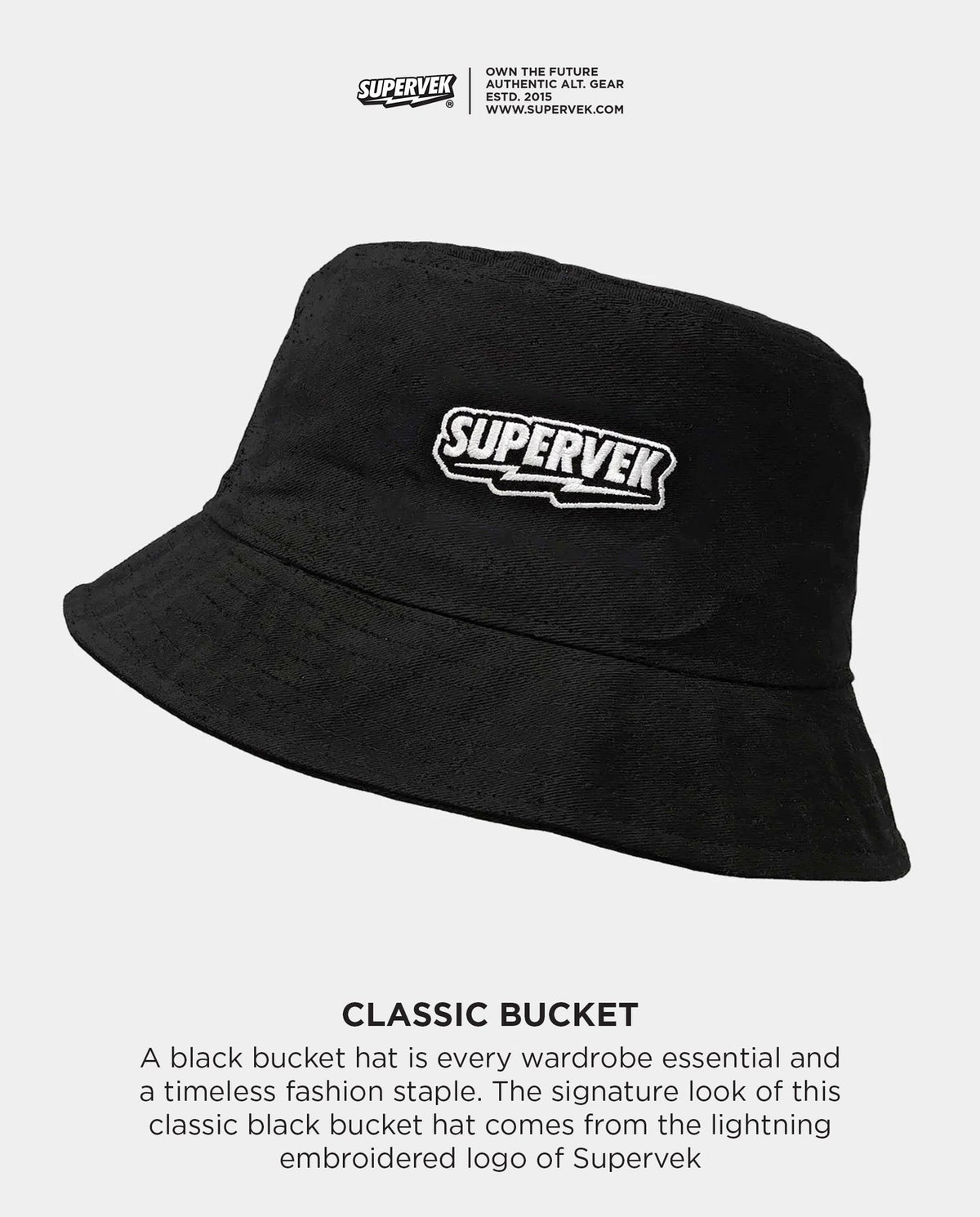 Classic Bucket Hat Black by Supervek – view 3