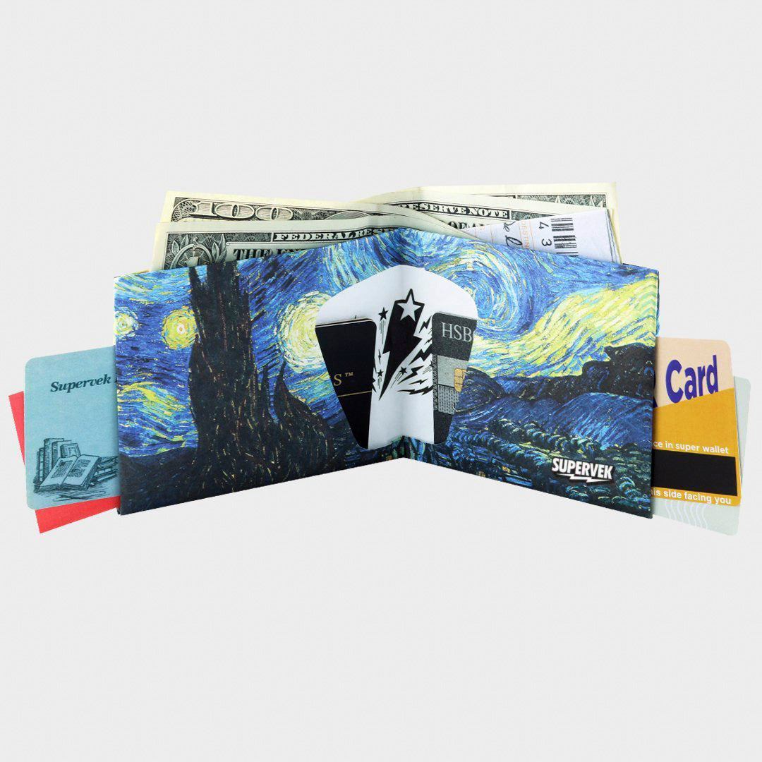 Supervek Tyvek Wallet - Van Gogh Starry Night - Minimalist Card Holder for Men Women - Vegan Recyclable - Design Specification