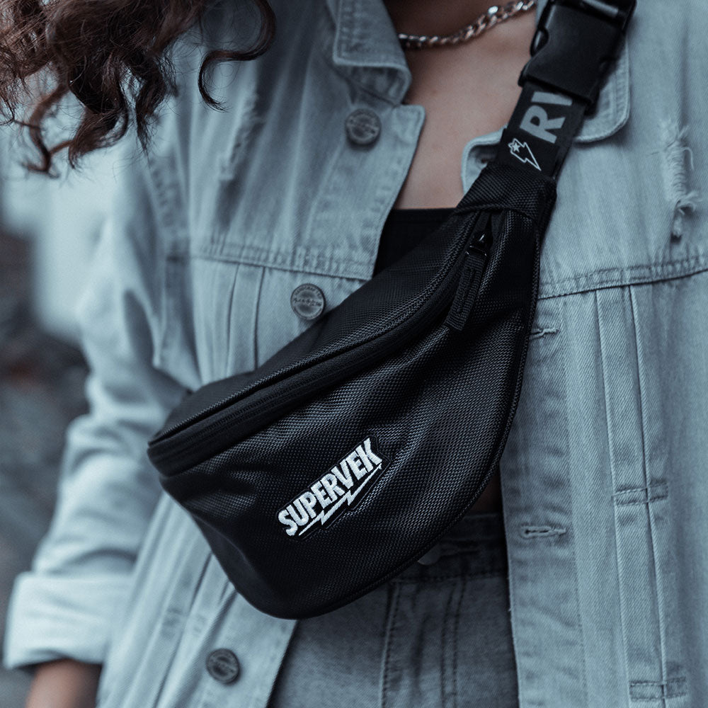 Supervek Crossbody Slinger - Carbon Black - Urban Functional Fanny Hip Bag for Everyday Essentials - Lifestyle
