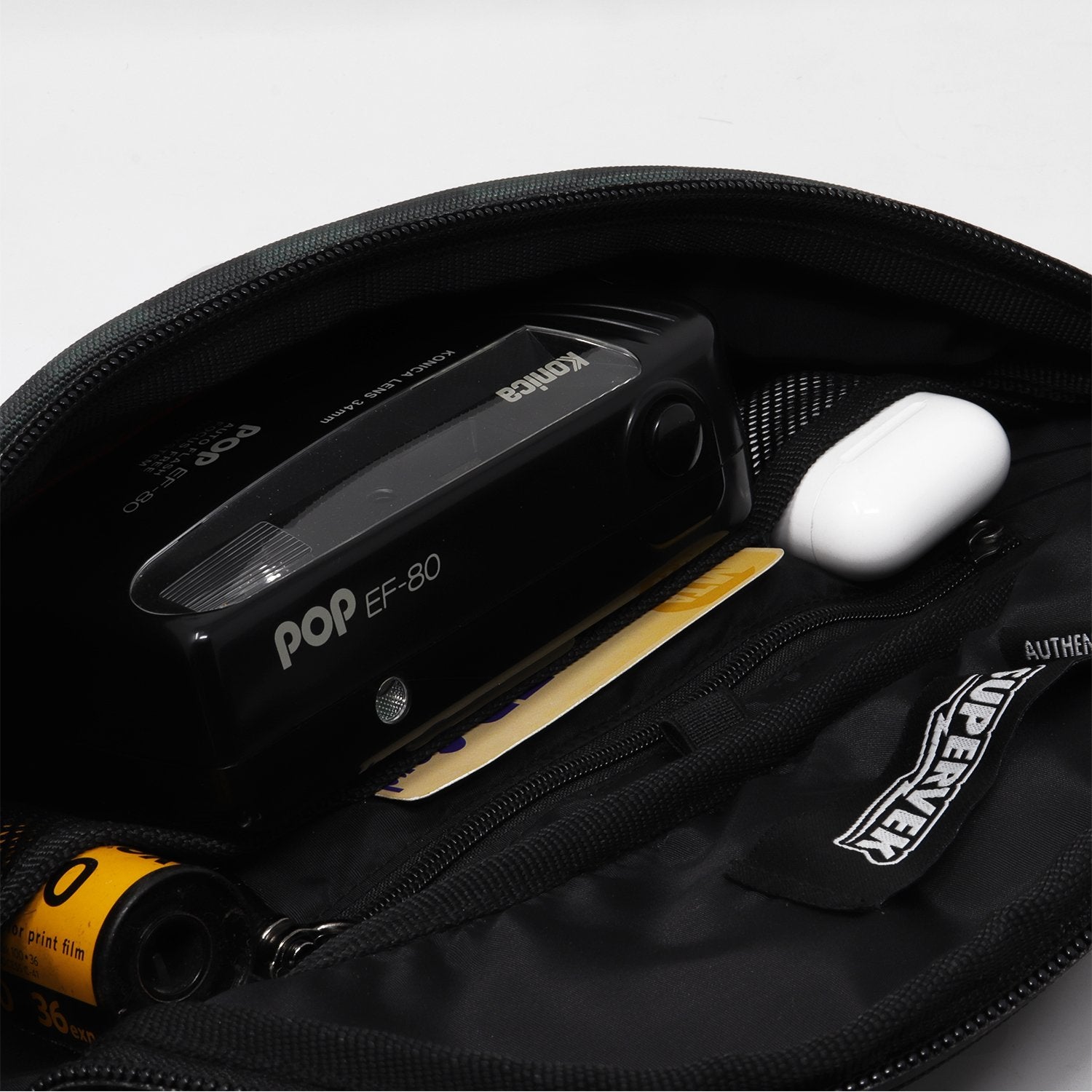 Supervek Crossbody Slinger - Carbon Black - Urban Functional Fanny Hip Bag for Everyday Essentials - Inside compartments