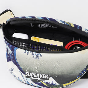 Supervek Crossbody Slinger - Great Wave - Urban Functional Fanny Hip Bag for Everyday Essentials - Inside
