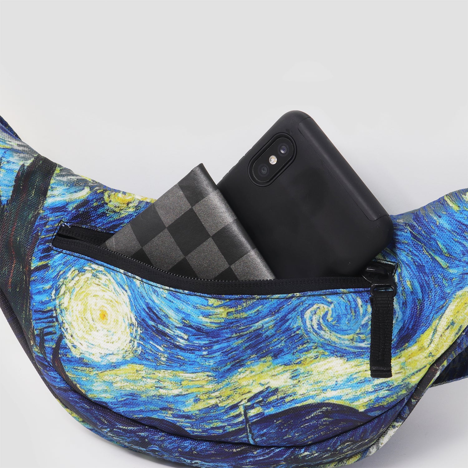 Supervek Crossbody Slinger - Starry Night - Urban Functional Fanny Hip Bag for Everyday Essentials - Back Compartment